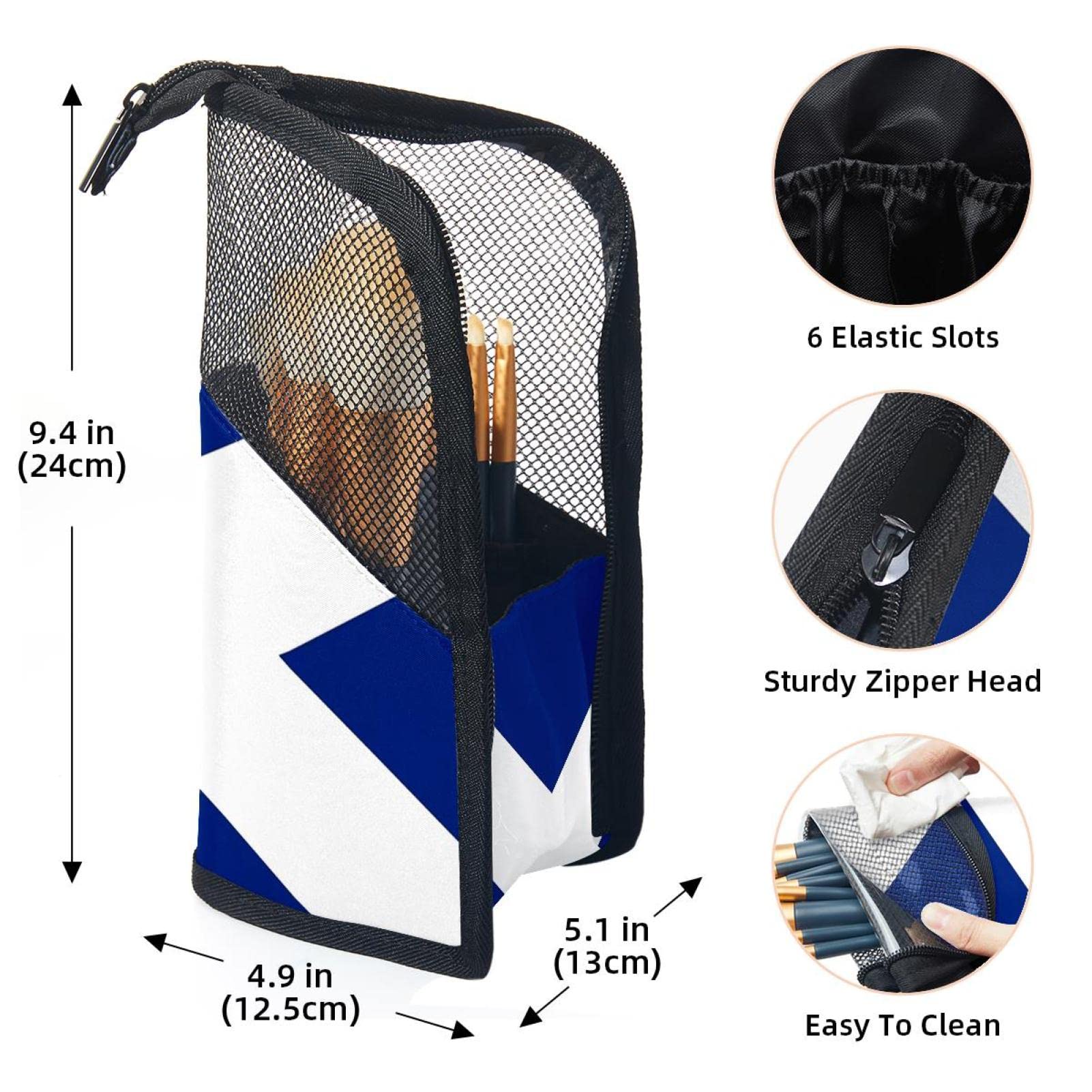 Premium 12-Piece Makeup Brush Organizer Bag with Scotland Flag Design - Portable Waterproof Cosmetic Brush Holder Case for Travel, Home & Professional Makeup Artists