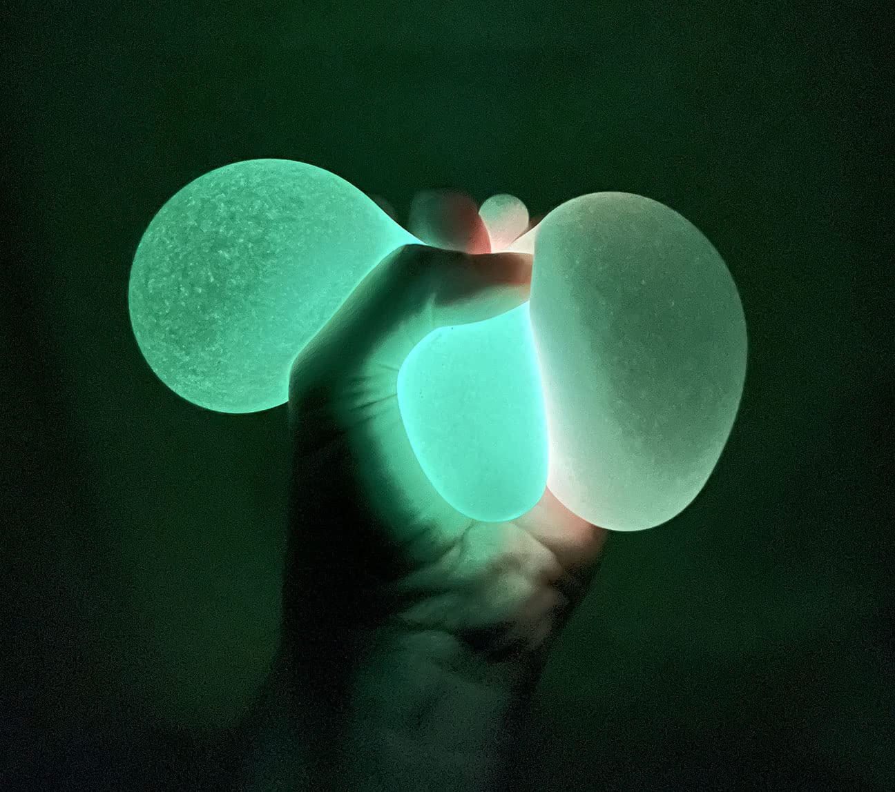Glow in The Dark Stress Balls Set of 2 - Squishy Sensory Squeeze Balls for Anxiety Relief & Fidget Toys - Perfect for Kids, Adults, Office & Therapy Use (Random Colors)