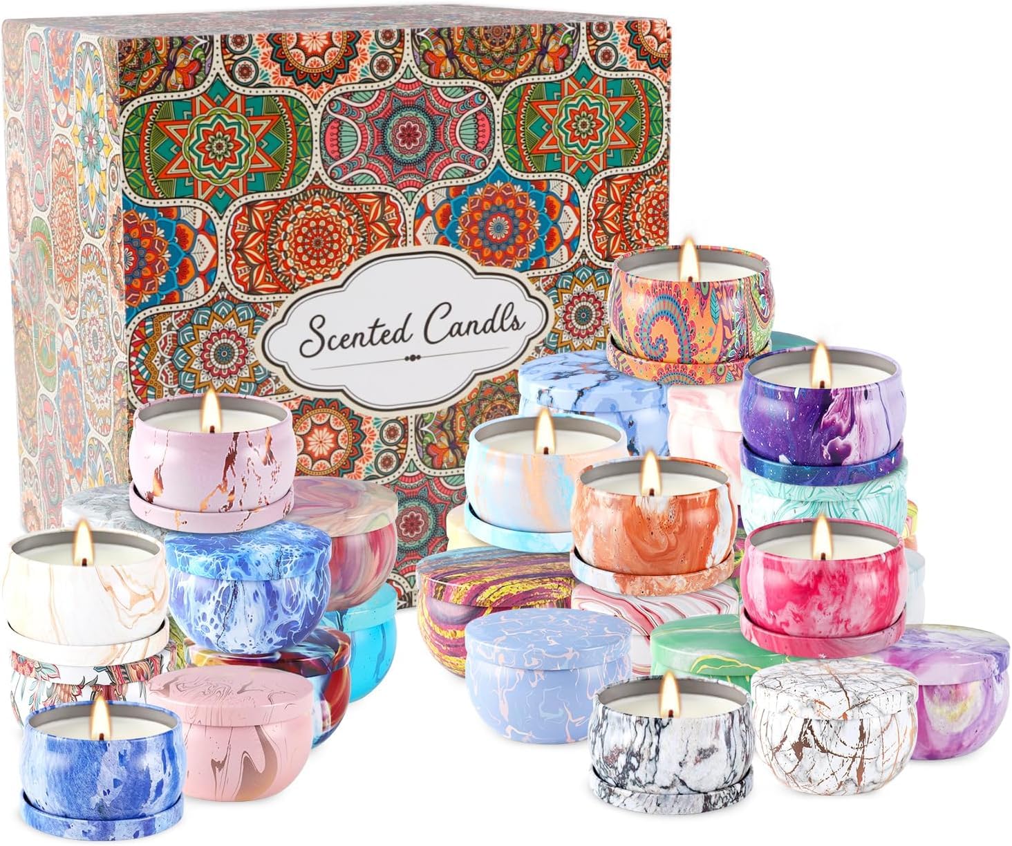 36 Pack Scented Candles Gift Set for Women - 2.5oz Aromatherapy Candles with Relaxing Fragrances, Portable Jar Candles for Spa, Yoga, Bath, Stress Relief & Home Decor - Perfect for Gifts, Meditation & Romantic Ambiance