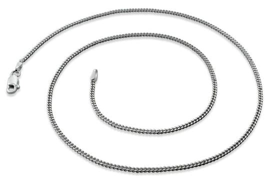 1.7mm Rhodium Plated Sterling Silver Curb Chain Bracelet for Men & Women | Durable Fashion Jewelry for Everyday Wear, Gifts & Special Occasions