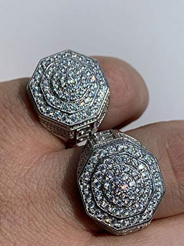 HarlemBling Solid 925 Sterling Silver Men's Iced Hip Hop Ring - Octagonal Cluster Flooded Out Design - 18mm Wide Statement Jewelry for Men - Perfect for Rap Concerts, Streetwear Fashion & Gift Giving