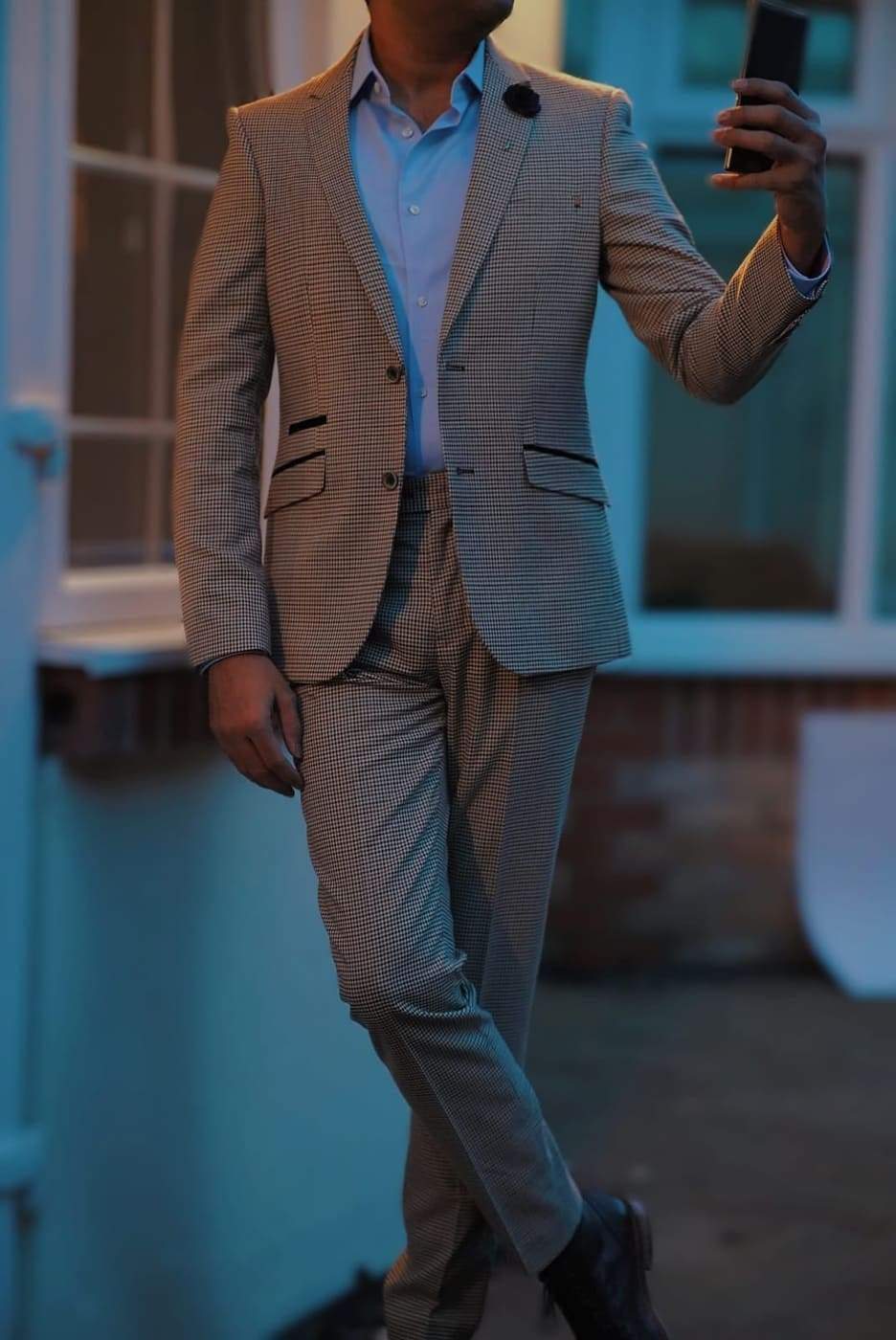 Cavani Elwood 2-Piece Grey Houndstooth Slim Fit Suit for Men | Modern Business & Wedding Attire | Perfect for Office, Formal Events & Special Occasions