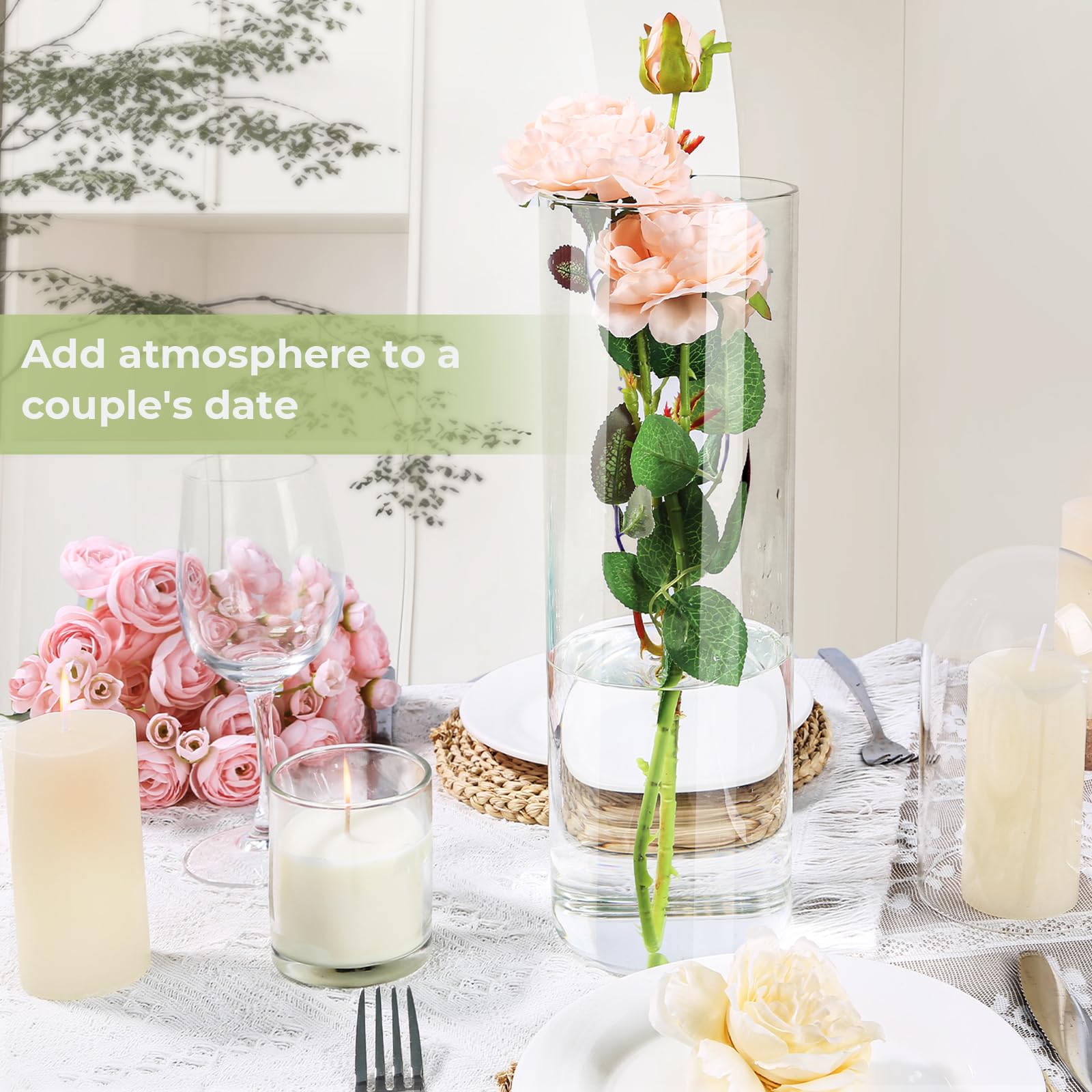 16-Piece Clear Glass Cylinder Vases - 12