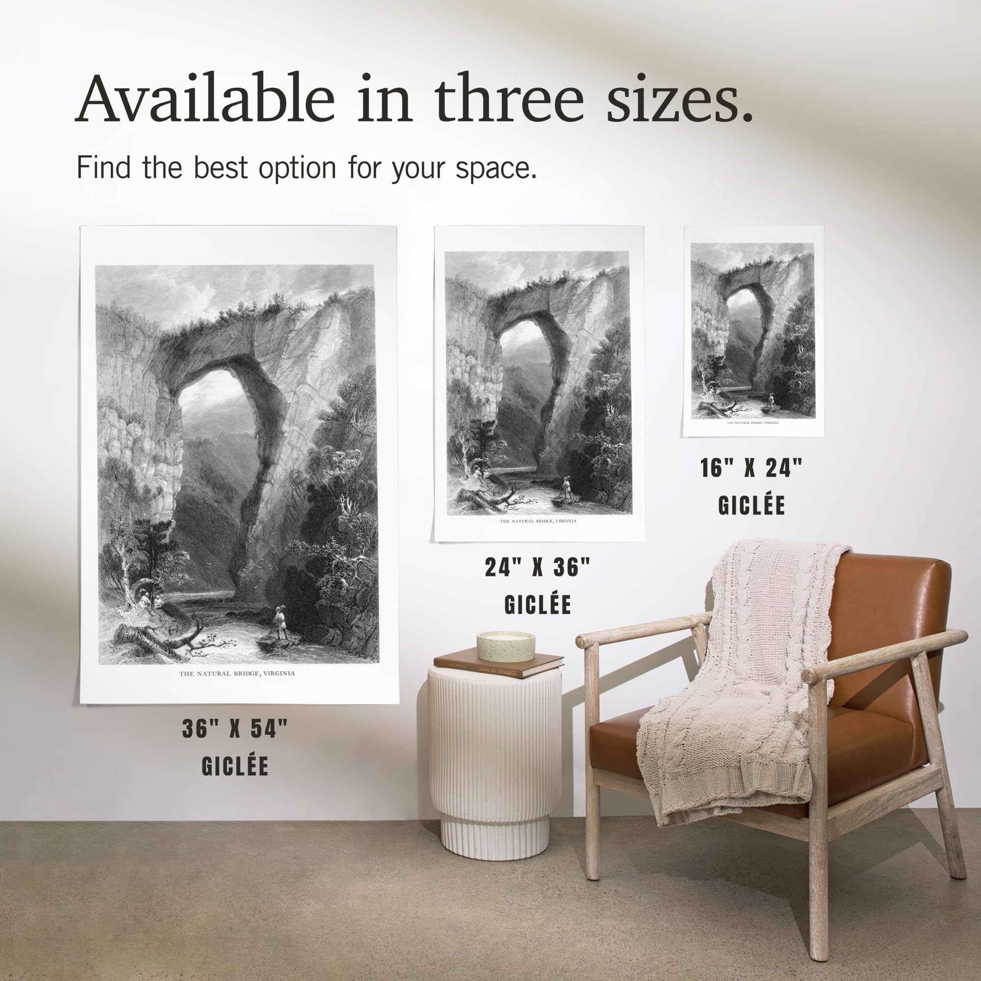 Lantern Press 16x24 Inch Giclee Art Print - Virginia's Natural Bridge & Cedar Creek Landscape Wall Decor | Perfect for Living Room, Bedroom or Office