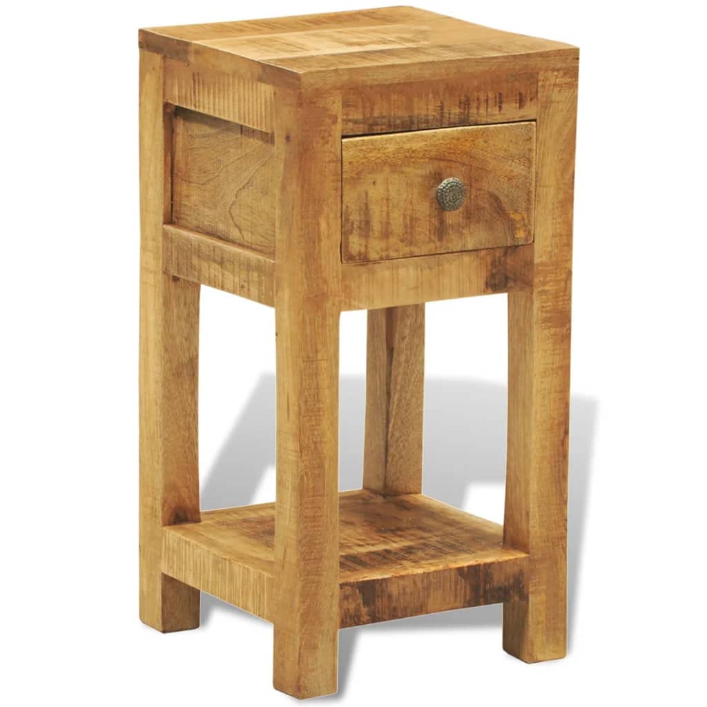 SKM Solid Mango Wood Nightstand with 1 Drawer - Bedside Table for Bedroom, Living Room & Office Furniture