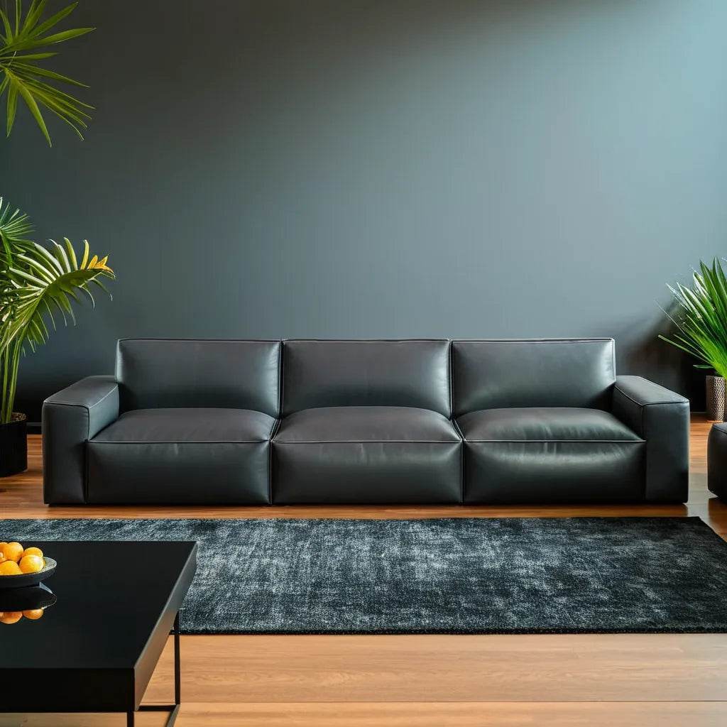 Premium Giacomo Genuine Leather 4-Seater Sofa Set – Luxurious Comfort for Living Room, Lounge & Office – Modern & Durable Sofa for Home Decor