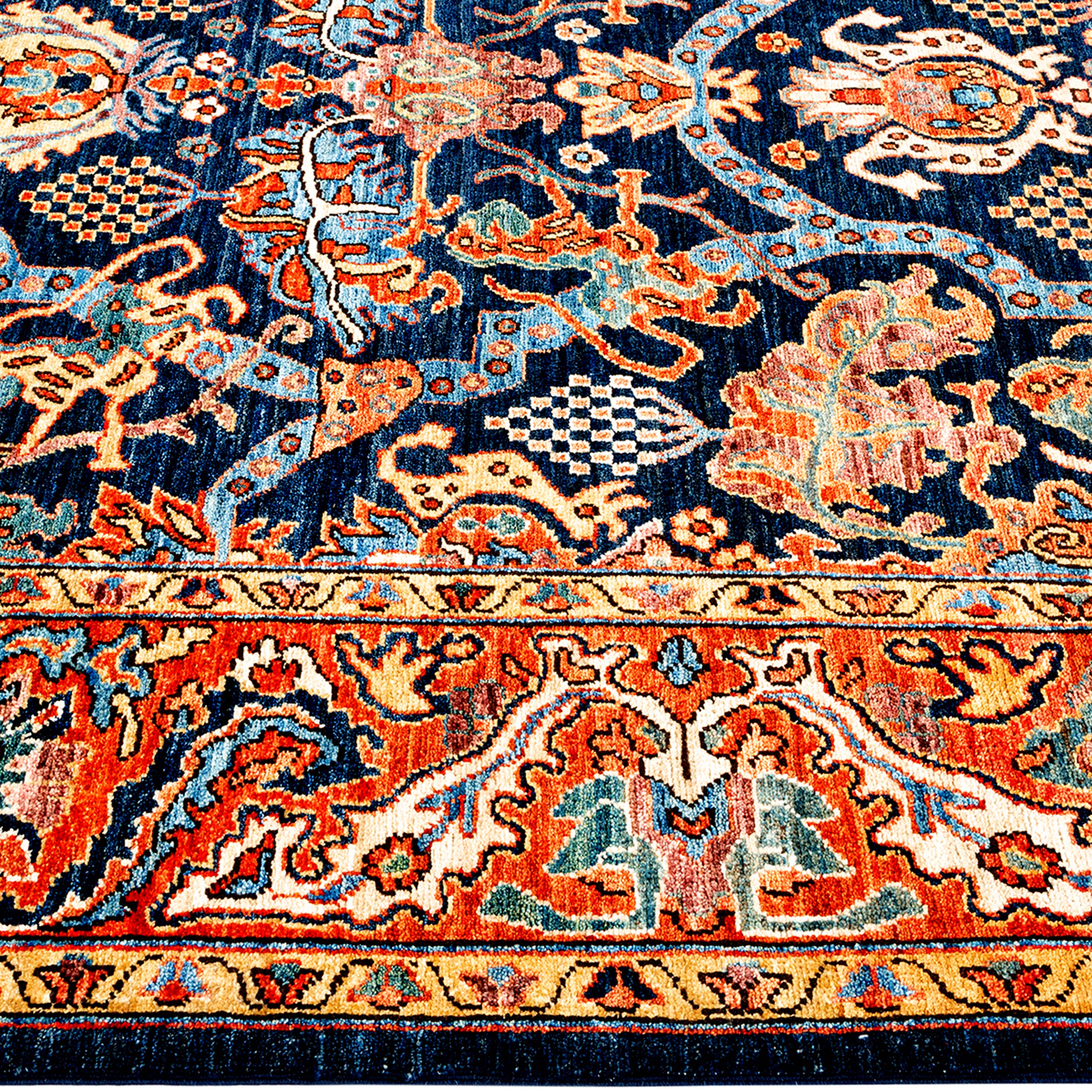 Blue & Red Traditional Serapi Wool Rug 6' x 9'9 - Authentic Persian Style Handmade Area Rug for Living Room, Bedroom & Home Decor