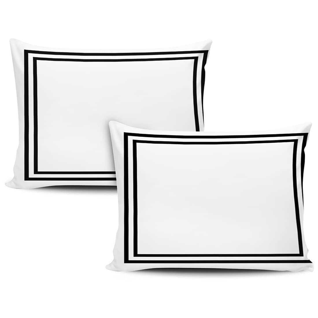Premium Decorative Throw Pillow Covers 20x30 Inches - Black Border White Pillowcases Set of 2 for Sofa & Bedroom - Soft Cushion Covers for Living Room, Dorm, Office Decor & Cozy Home Styling