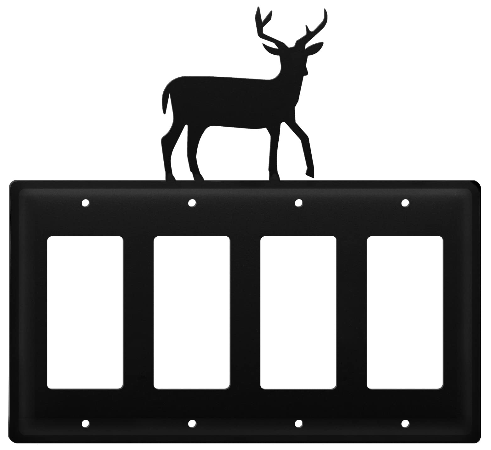 Rustic Wrought Iron Deer Quad GFCI Outlet Cover - Weatherproof Electrical Box Protector for Outdoor, Garden & Patio Decor