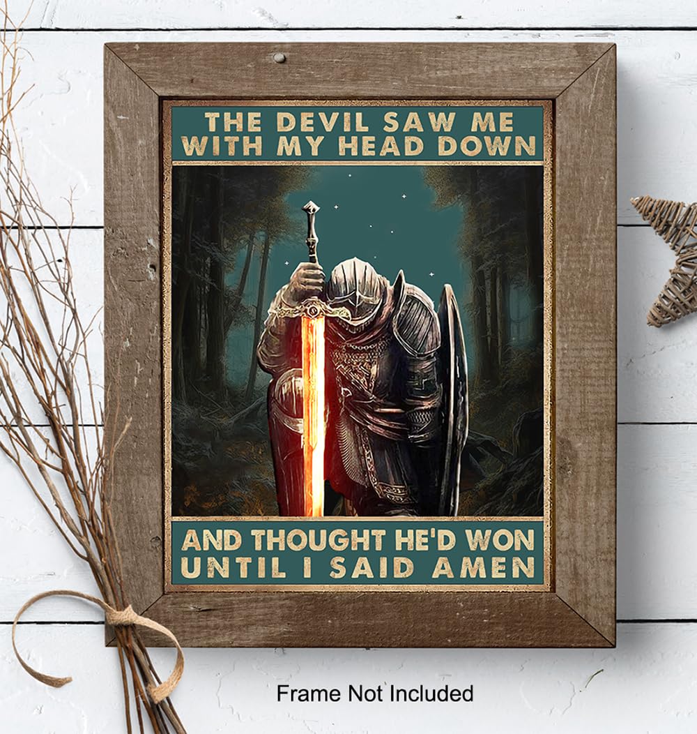 Christian Wall Art for Men - Motivational Quote Poster for Home & Office Decor