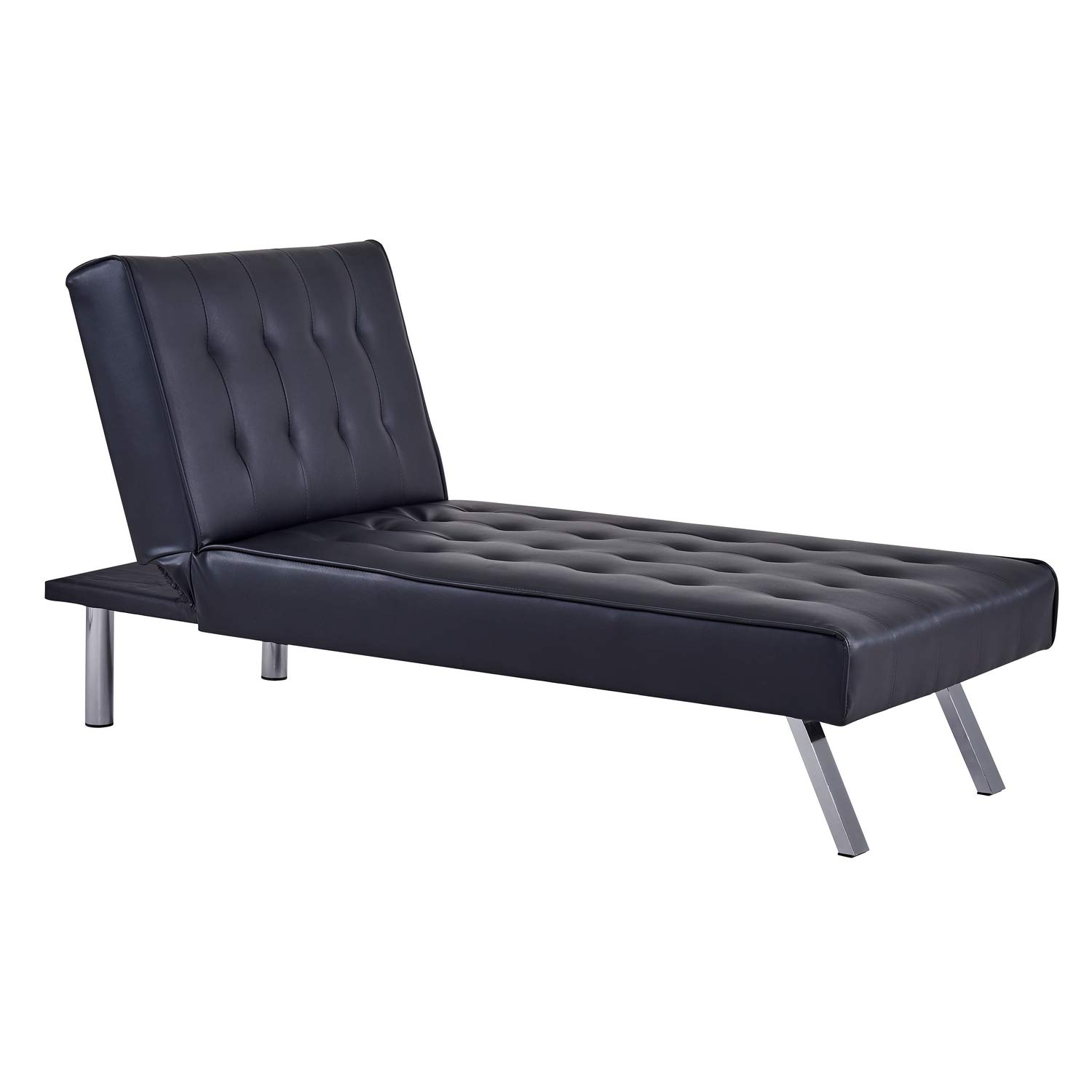 Comfortable Black Recliner Chaise Lounge - Single Sleeper Futon for Living Room, Bedroom & Home Theater Relaxation
