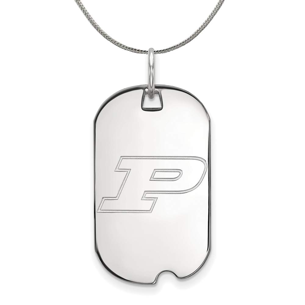 Sterling Silver Black Bow Jewelry Purdue Initial P Dog Tag Necklace - Perfect for Gifts, Graduation, and Everyday Wear
