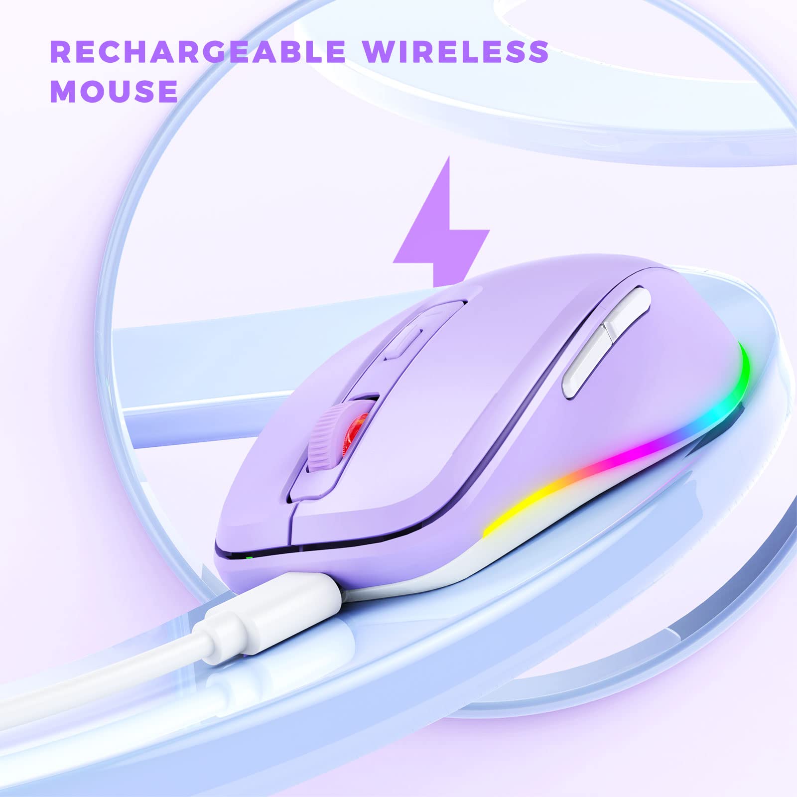 Wireless Mouse Jiggler with Undetectable Random Movement - Rechargeable LED Mouse Mover for Laptop, Keeps Computer Awake (Purple) - Perfect for Remote Work, Online Meetings, and Preventing Sleep Mode