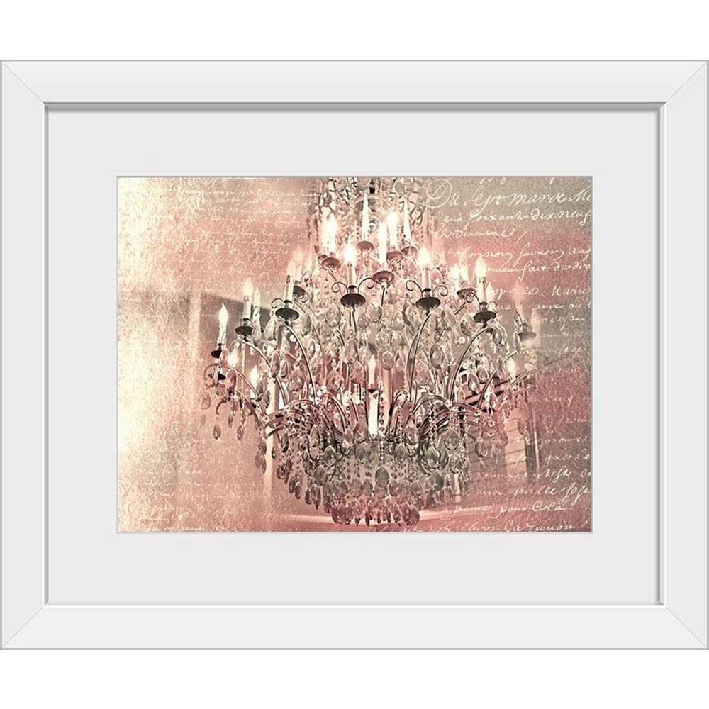 Pink Chandelier White Framed Wall Art Print - Elegant Home Decor for Living Room, Bedroom & Office | GREATBIGCANVAS