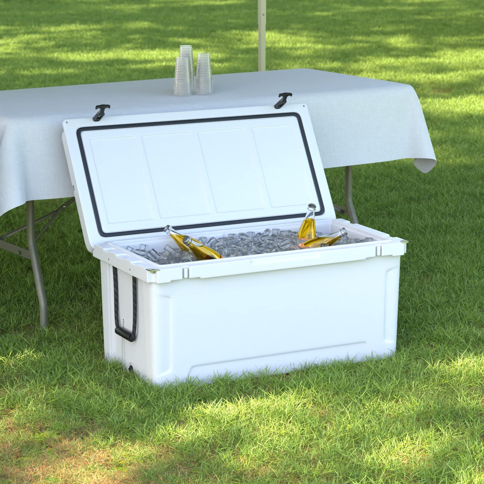 100 Qt. Heavy-Duty Rotomolded Cooler - Extreme Outdoor Ice Chest for Camping, Fishing, Hunting & Tailgating - Keeps Ice for 7+ Days