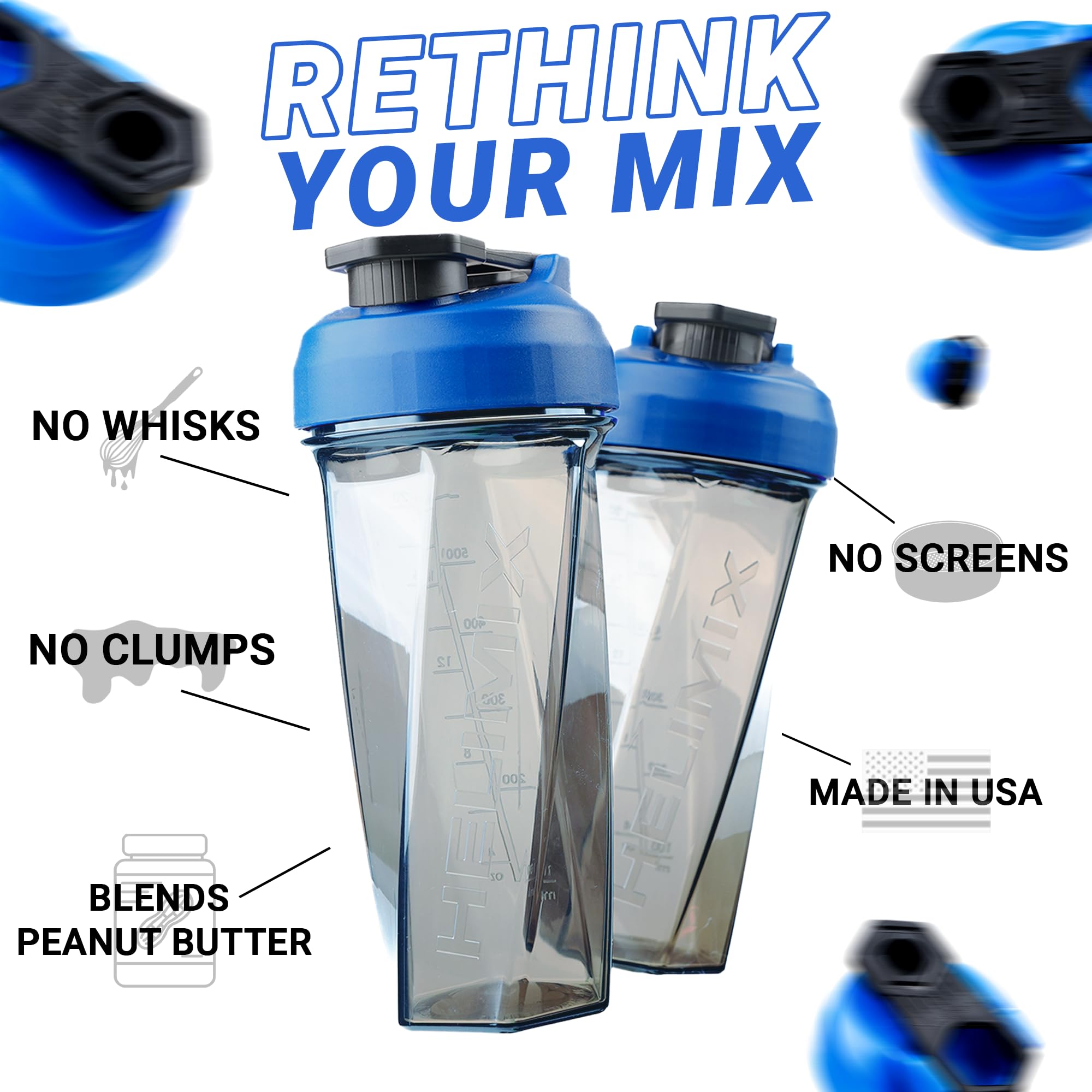 HELIMIX 2.0 Vortex Blender Shaker Bottle - 28oz BPA-Free Protein Shaker Cup for Gym & Travel | No Blending Ball Needed | USA Made | Mixes Protein Powder, Smoothies & Cocktails | Dishwasher Safe | Perfect for Workout Recovery & Meal Prep
