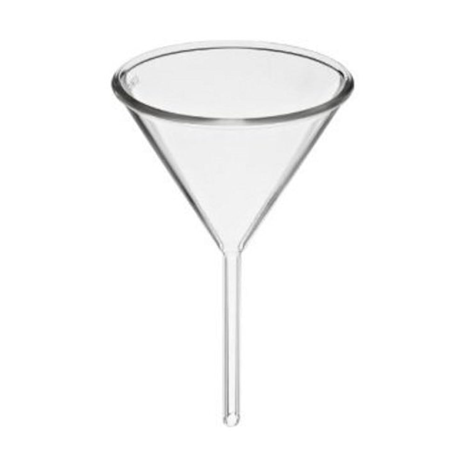 Karter Scientific 213V1 Glass Funnel - 50mm Diameter, Short Stem, Pack of 12 - Perfect for Chemistry Labs, Home Brewing & Essential Oil Distilling