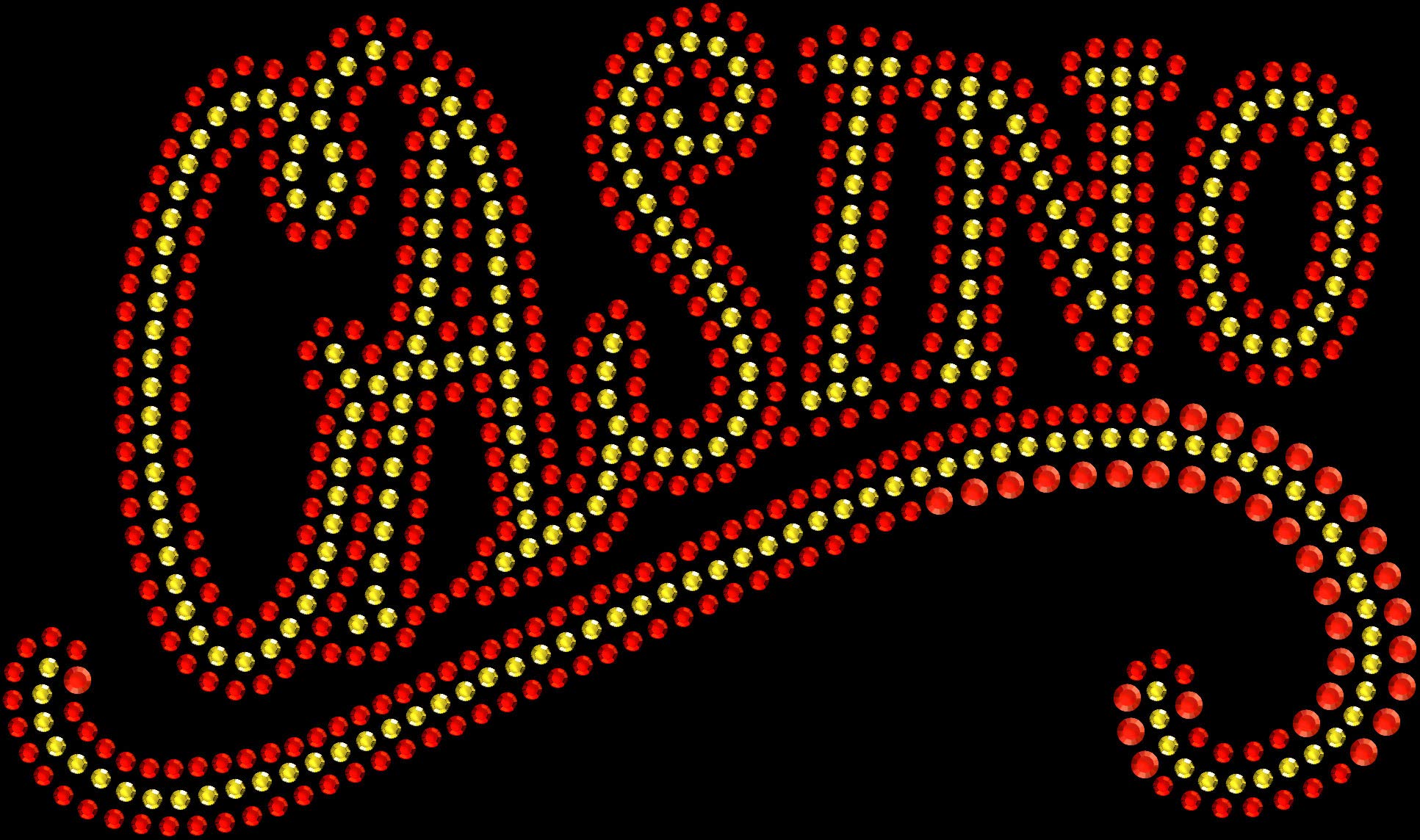Sparkling Rhinestone Iron-On Transfers for DIY - Red & Yellow Vegas Casino Theme | Perfect for T-Shirts, Jackets & Party Outfits