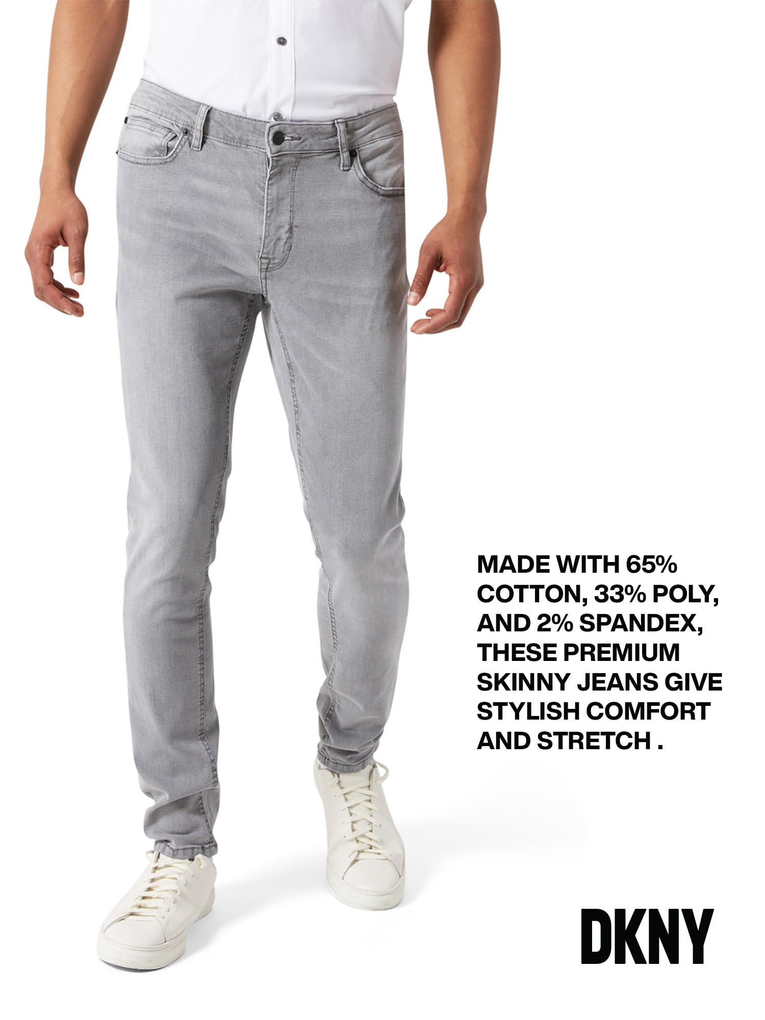 DKNY Men's Skinny Fit Stretch Jeans - Premium Soft Denim Pants for Comfort & Style | Perfect for Casual Wear, Office & Night Out