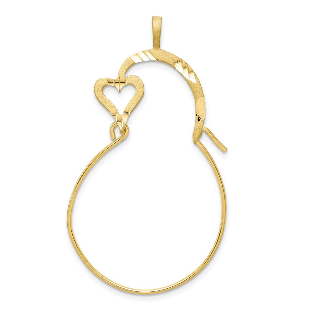 10K Yellow Gold Small Heart Charm Holder - Jewelry Pendant for Necklace or Bracelet - Perfect Gift for Valentine's Day, Anniversary & Special Occasions