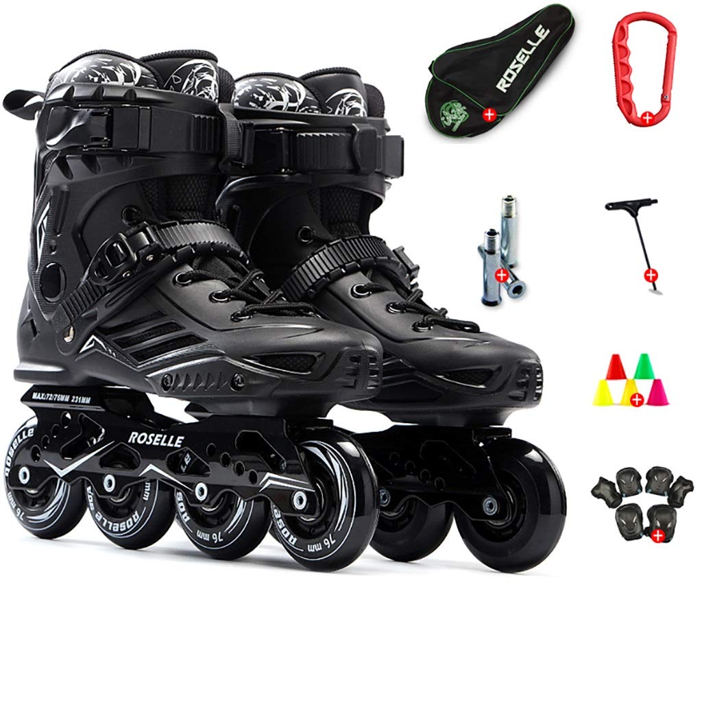 GAONA Large Size Black Backpack Set - Adult Inline Skates for Men & Women Beginners | Perfect for Outdoor Sports, Fitness & Roller Skating Rinks