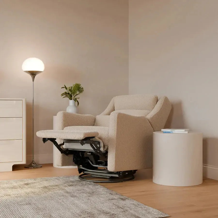 Babyletto Kiwi Plus Electronic Glider & Recliner with Adjustable Headrest - Chai Shearling Fabric - Perfect for Nursery, Breastfeeding & Baby Comfort