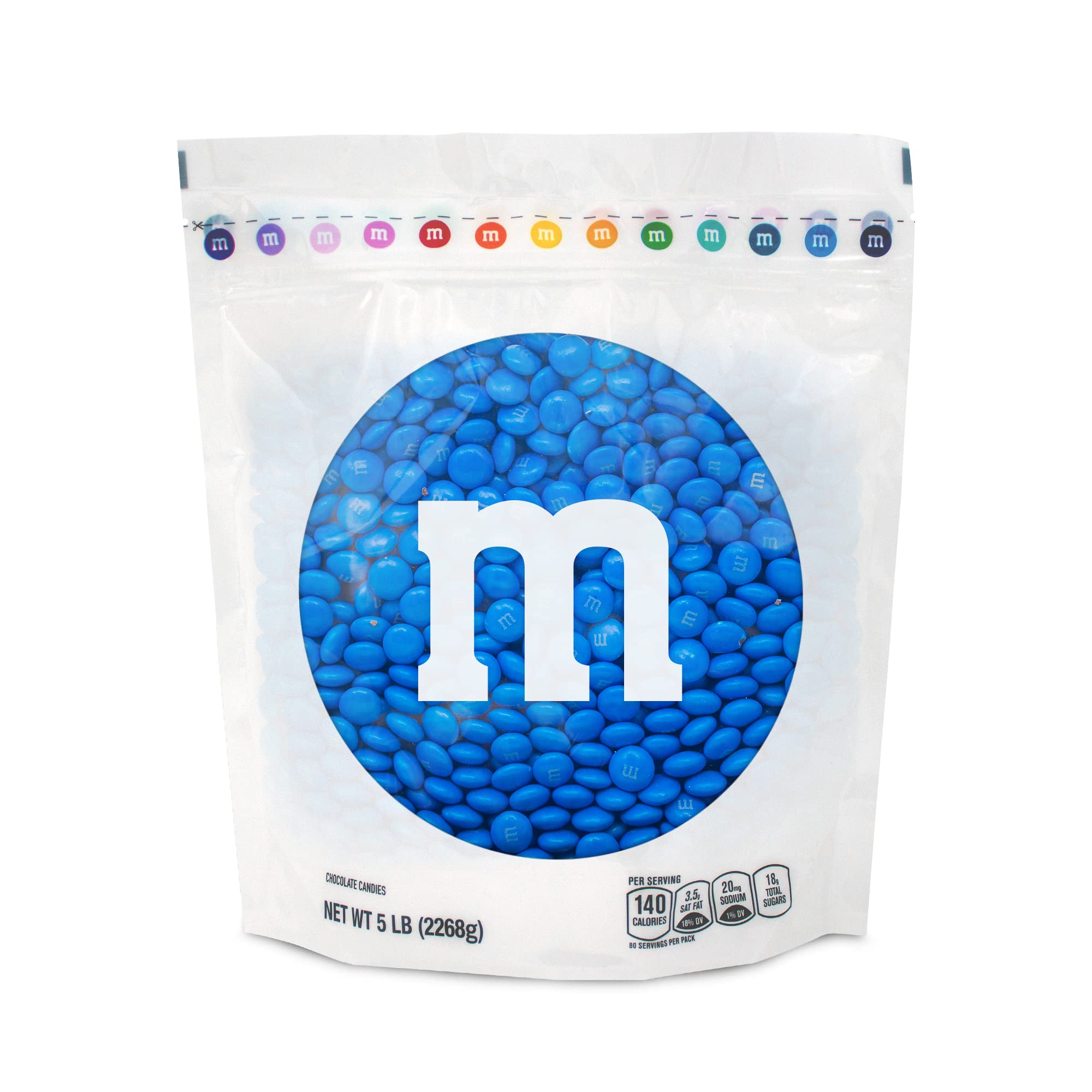 M&M'S Blue Milk Chocolate Candy Bulk - 5 lbs Resealable Bag for Graduation, Wedding, Birthday Party, Baby Shower, Gender Reveal & Holiday Celebrations - Perfect for Easter, 4th of July & Party Favors
