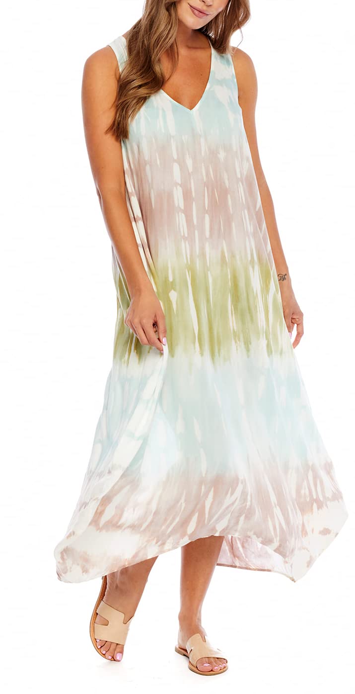 Mud Pie Women's Sleeveless Maxi Dress - Flowy Summer Beach Dress for Vacation, Party & Casual Wear