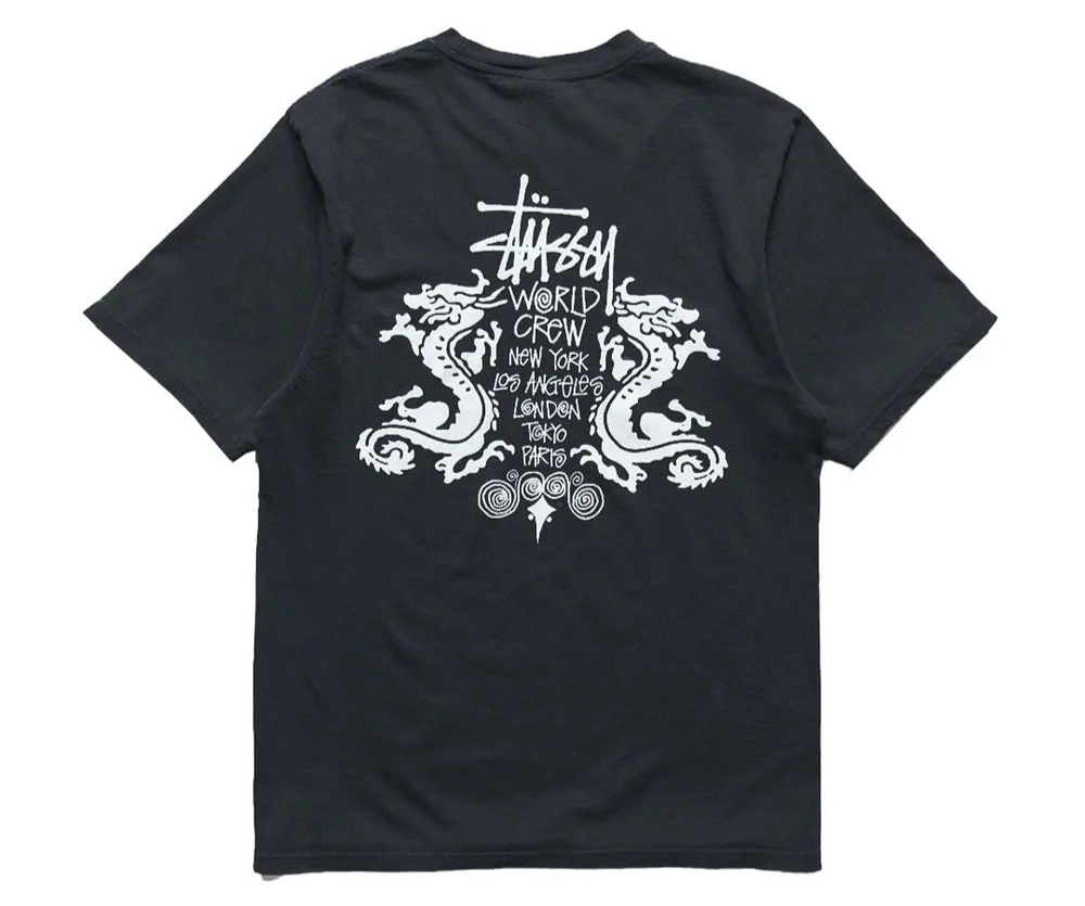 Stussy Double Dragon Graphic T-Shirt for Men - Streetwear Fashion, Casual Wear & Urban Style - Perfect for Daily Outfits, Parties & Street Photography