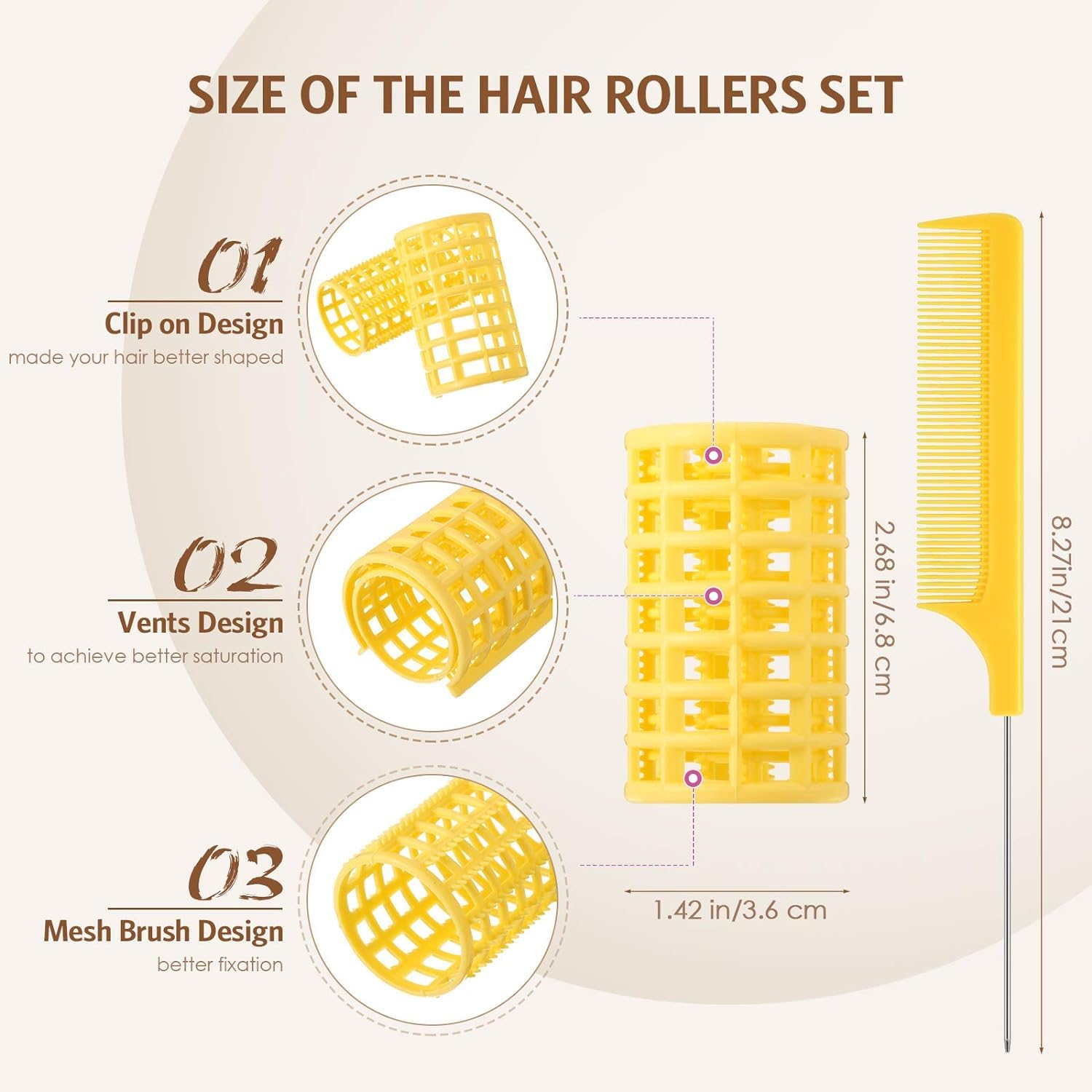 GLAMEZONE Hair Roller & Curler Set - Multicolor Heatless Hair Styling Tools for Beach Waves, Curls & Volume - Perfect for Home, Salon & Travel Use