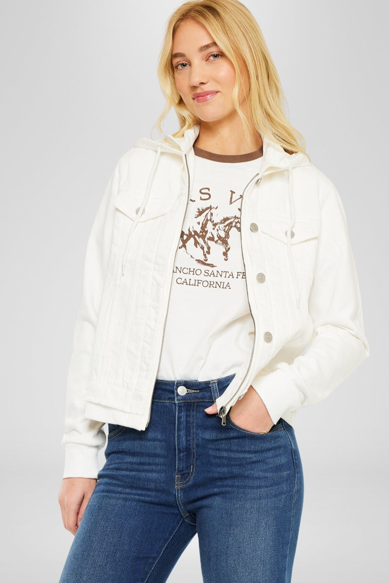 Eleni Denim Hoodie Jacket for Women - Stylish & Comfortable Denim Hooded Coat - Perfect for Casual Outfits, Streetwear & Layering in Fall/Winter