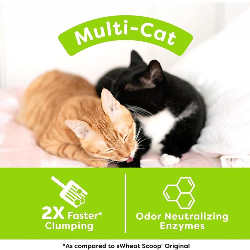 Eco-Friendly Multi-Cat sWheat Scoop Natural Wheat Cat Litter - Low Dust, Clumping, Odor Control - Perfect for Multiple Cats & Small Spaces