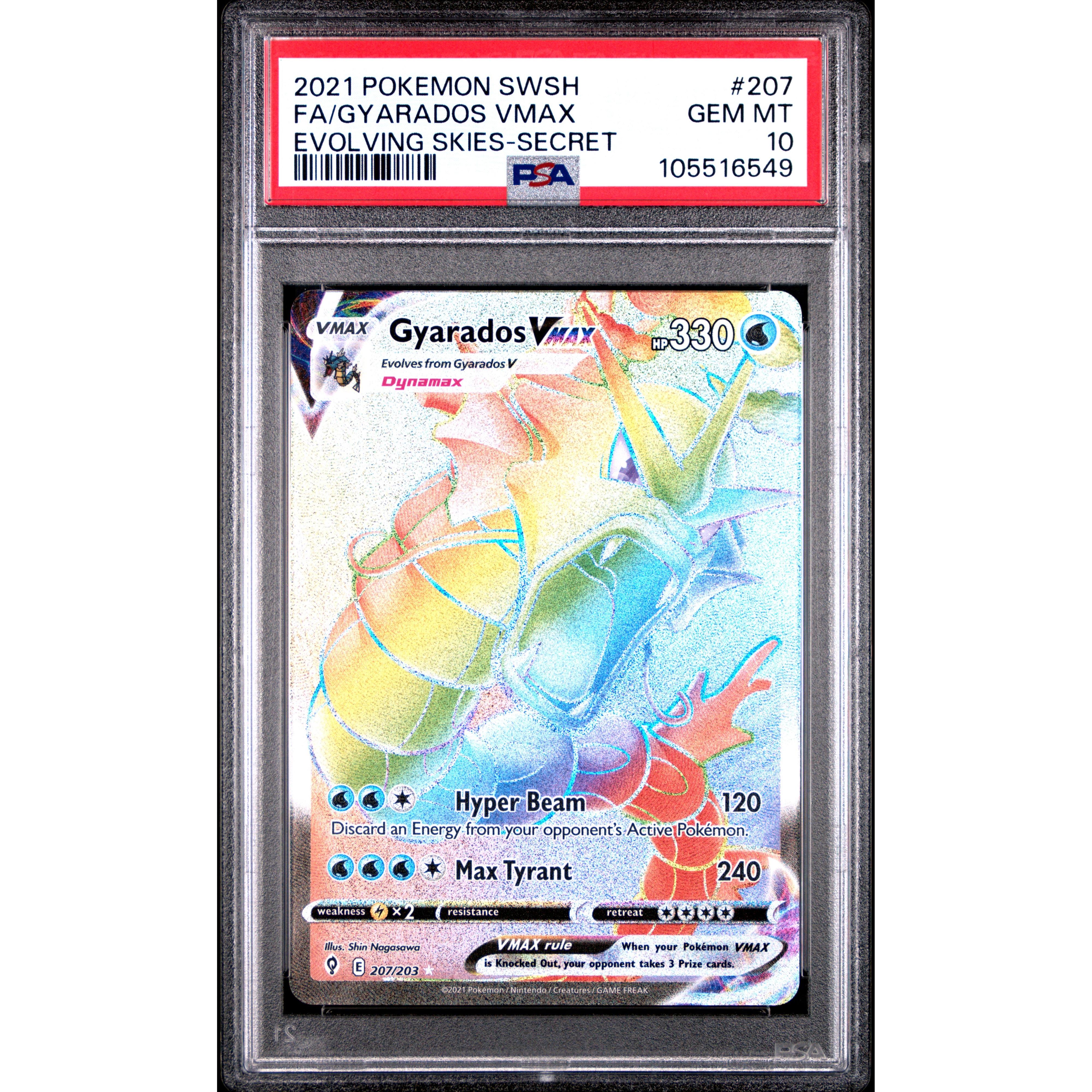 2021 Pokemon Evolving Skies Gyarados VMAX Secret Rare 207/203 PSA 10 Graded Card - Perfect for Collectors, Gaming & Investment