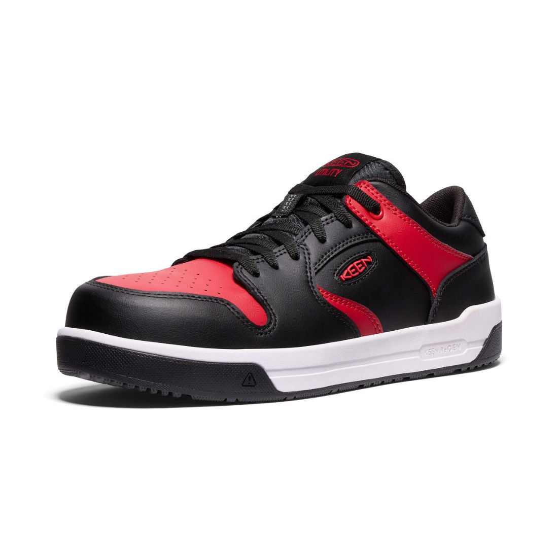 Keen Overton Men's Composite Toe Athletic Work Shoes - Lightweight Safety Shoes for Construction & Outdoor Work - Red/Black (Model 1029872) - Perfect for Job Sites, Hiking & Industrial Work Environments