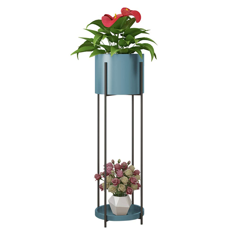 Creative Iron Art Flower Stand - 80CM Blue Indoor Floor Plant Holder for Living Room, Balcony, Garden | Perfect for Green Radish, Potted Plants & Home Decor
