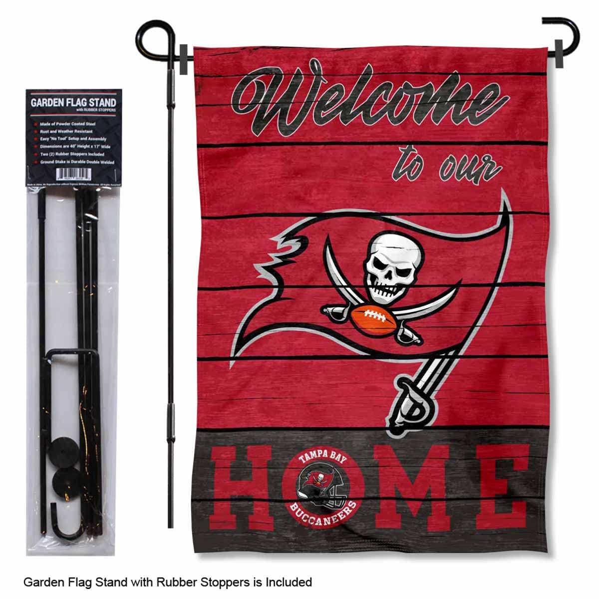 WinCraft Tampa Bay Buccaneers Welcome to Our Home Garden Flag with Flagpole Mount - Perfect for NFL Tailgating, Front Yard Decor & Bucs Fan Gifts
