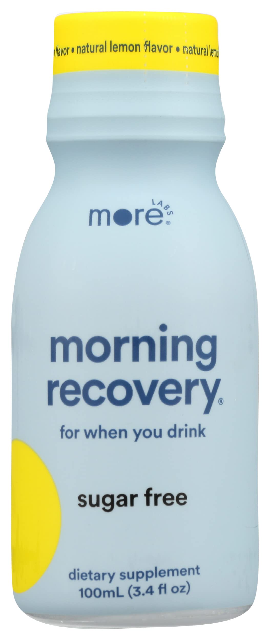 More Labs Morning Recovery Shot - Lemon Flavor, Sugar Free, Natural, Caffeine Free, Gluten Free, Lactose Free, Non-GMO, No Artificial Colors, 3.4 Fl Oz (Pack of 12) | Hangover Relief & Energy Boost for Mornings After Drinking