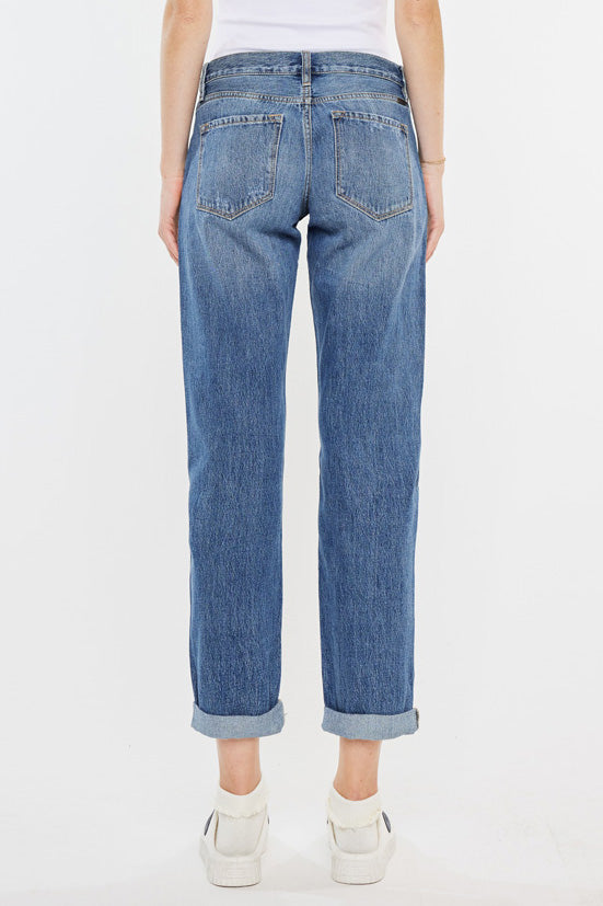 Stylish Zyra Mid Rise Boyfriend Jeans for Women - Comfortable Relaxed Fit Denim Pants - Perfect for Casual Outings & Everyday Wear