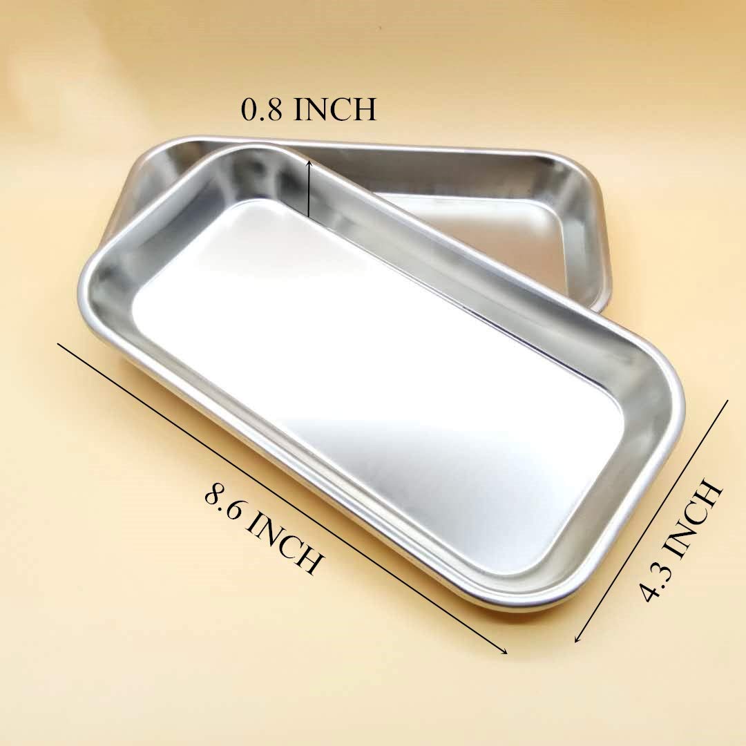 3-Pack Stainless Steel Medical Trays - Durable Dental & Surgical Instrument Organizer for Clinics, Hospitals, and Bathroom Storage