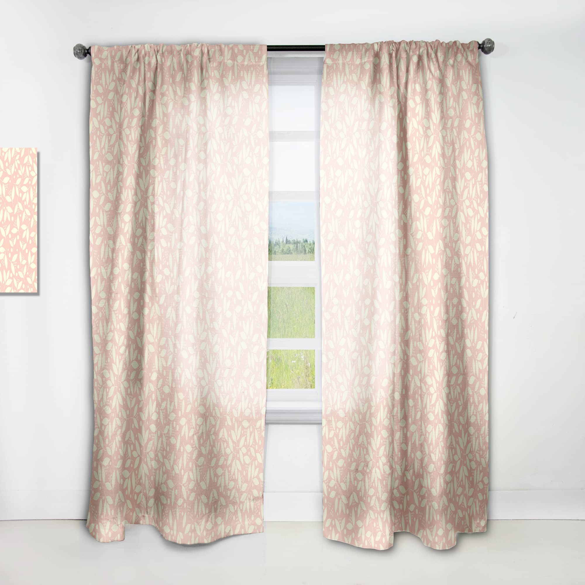 DesignQ Retro Floral Pattern V Thermal Insulated Curtains - 52x95 Inch Single Panel for Bedroom & Living Room - Perfect for Home Decor & Blackout Needs