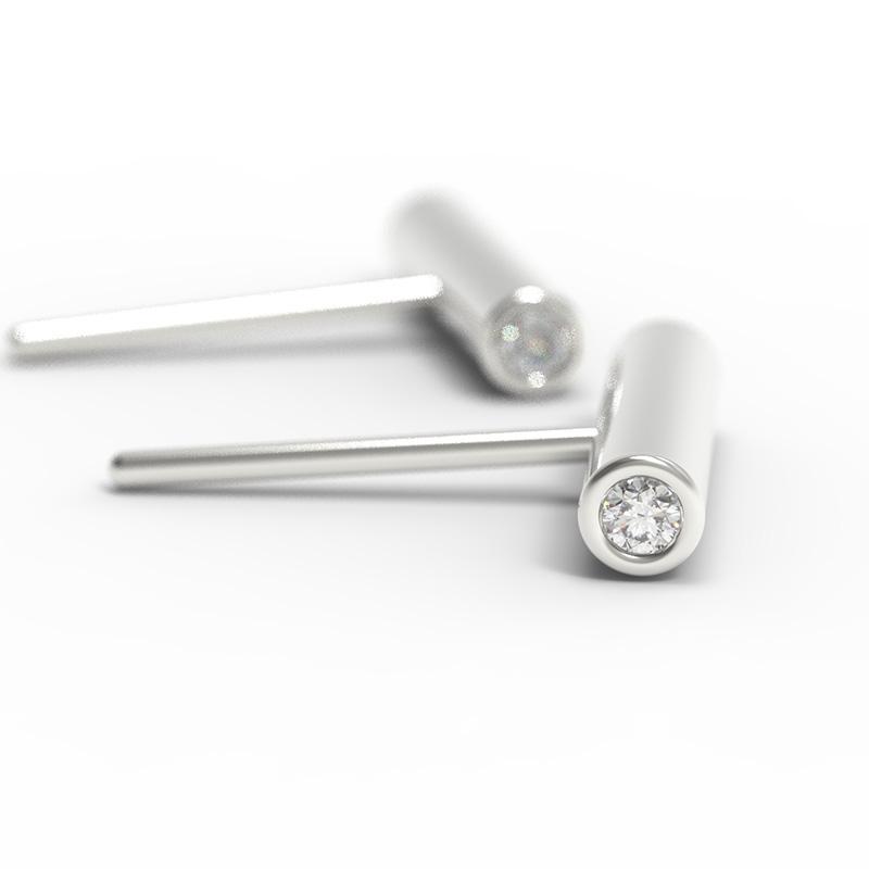 Minimalist Line Stud Earrings with Canadian Diamonds in 14K Gold - Perfect for Everyday Wear & Special Occasions