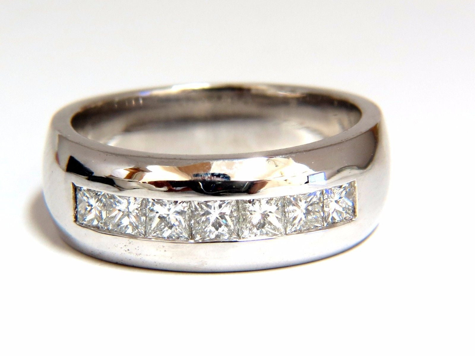 1.18ct Natural Princess Cut Diamond Wide Band Ring - 14K Gold 7.8mm Channel Set Wedding Band, Anniversary Gift for Her | Perfect for Engagement, Bridal Jewelry & Special Occasions
