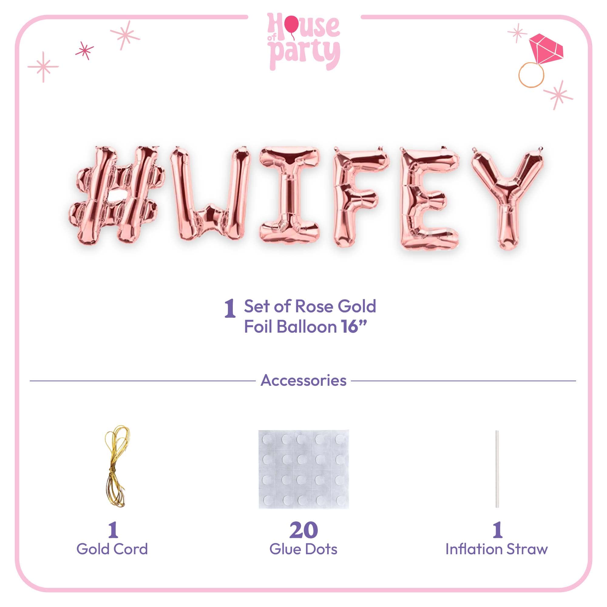 HOUSE OF PARTY Wifey and Wifey for Lifey Rose Gold T-Shirt - Funny Couple Matching Shirts for Anniversary, Wedding & Date Night