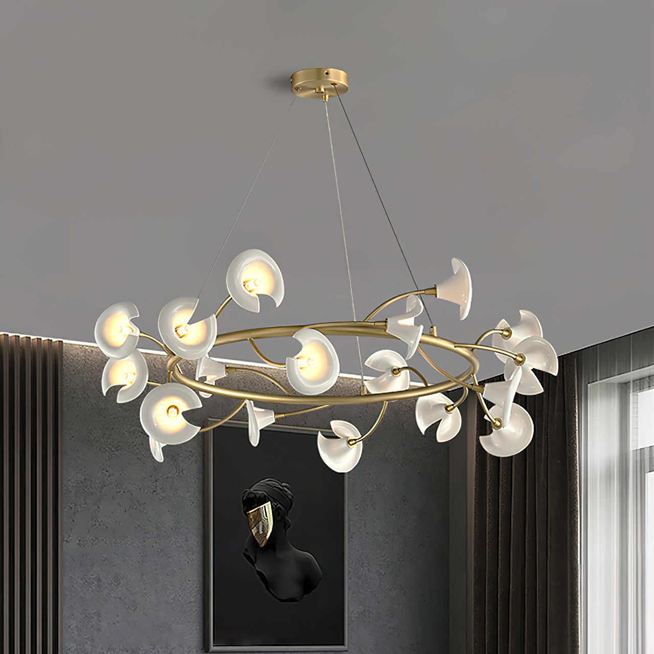 Elegant Cerisium Blossom Crystal Chandelier - Modern Floral Ceiling Light Fixture for Dining Room, Bedroom & Living Room Decor