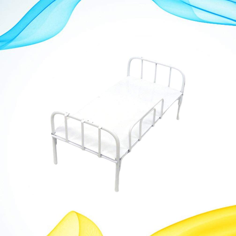 EXCEART Miniature Iron Bed - 1:12 Scale Dollhouse Furniture, White Metal Toy Bed for Dollhouse Decor, DIY Crafts, and Collectibles - Perfect for Dollhouse Accessories, Miniature Displays, and Model Scenes