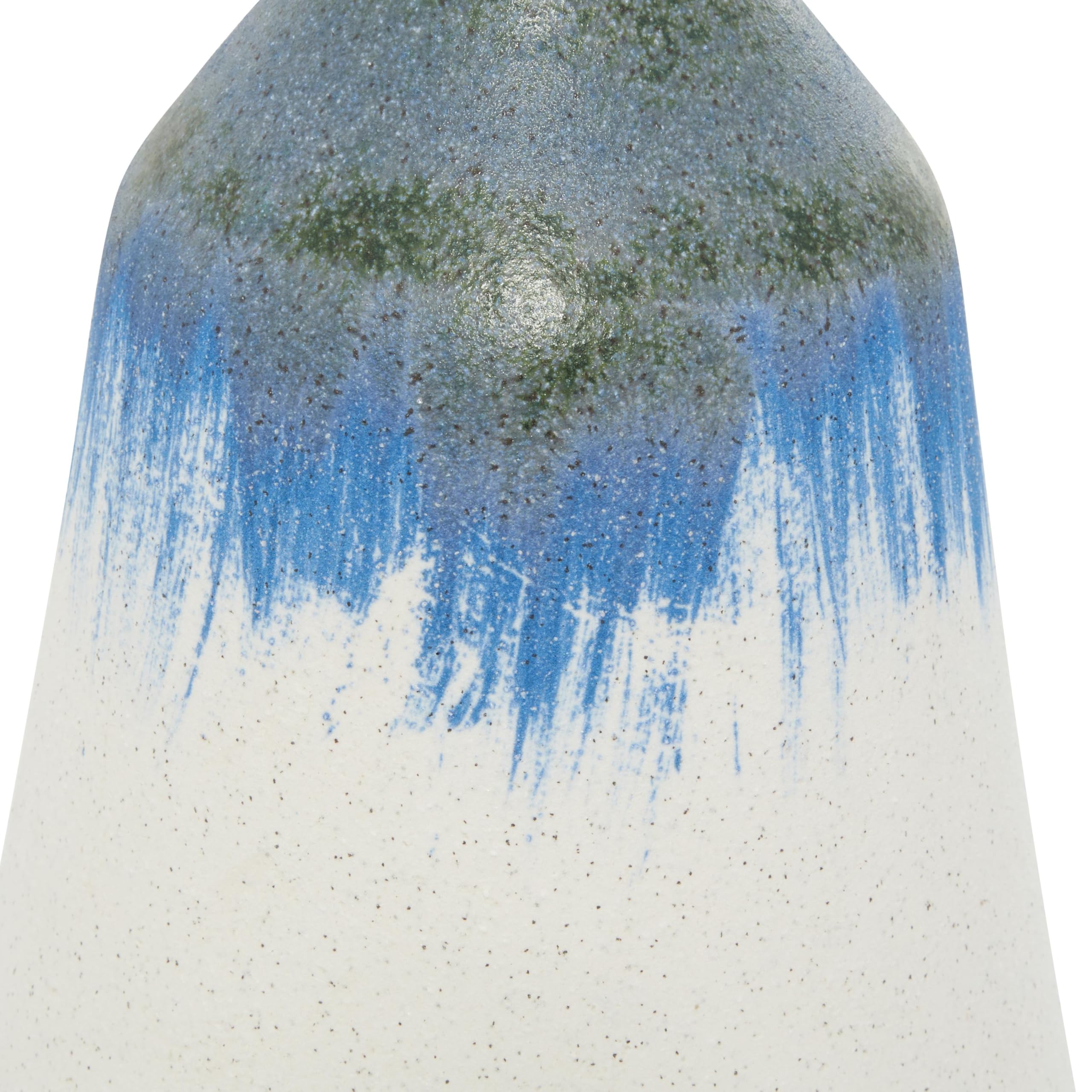 Novogratz White Ceramic Handmade Vase with Dripping Glaze Effect - 7x7x14 Inches - Elegant Home Decor for Living Room, Dining Table & Wedding Centerpieces