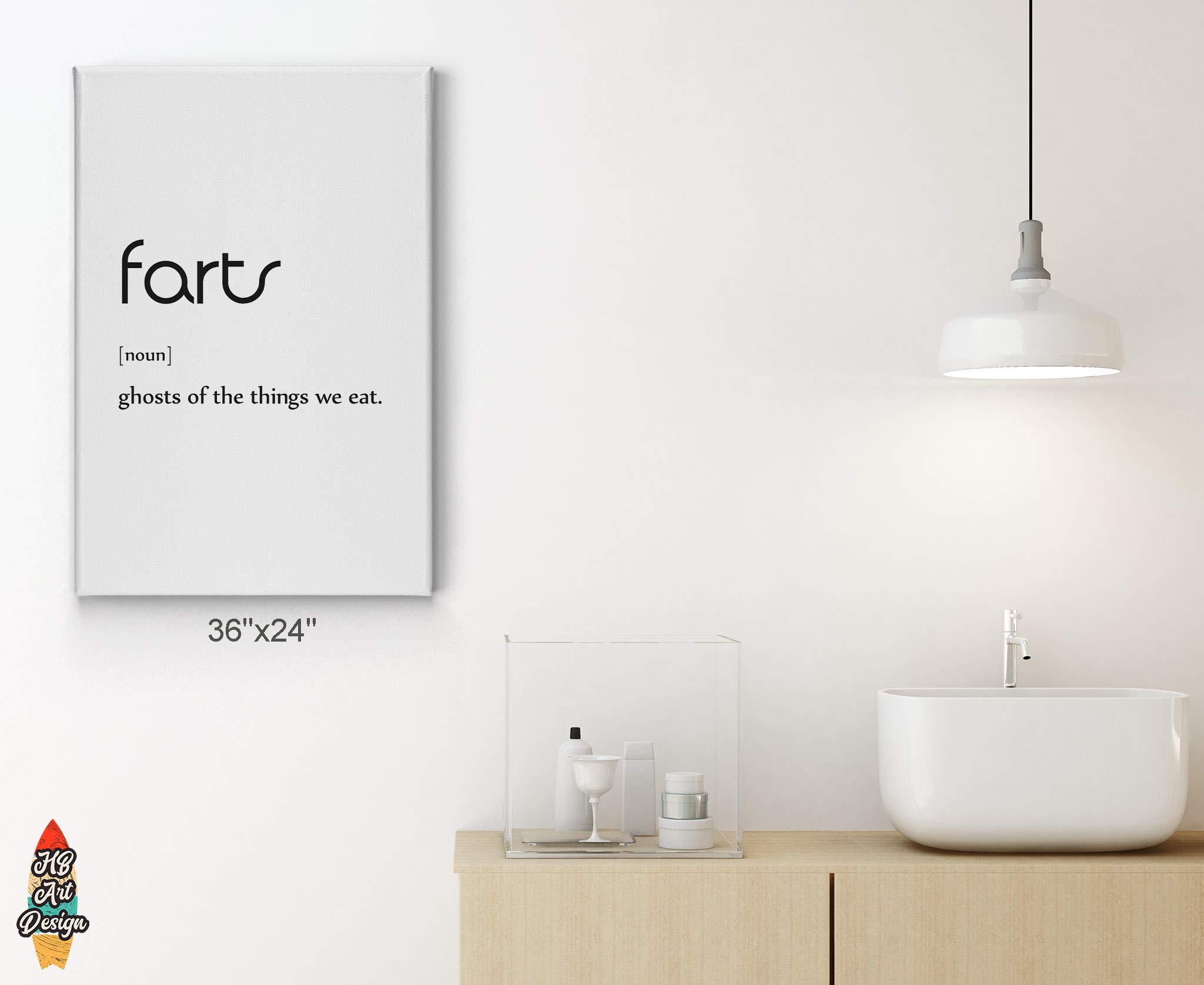 Funny Fart Definition Canvas Print - Farmhouse Bathroom Wall Art Decor with Ready to Hang 36x24 Inches | Unique Toilet Sign & Gift for Bathroom, Home, Office Humor