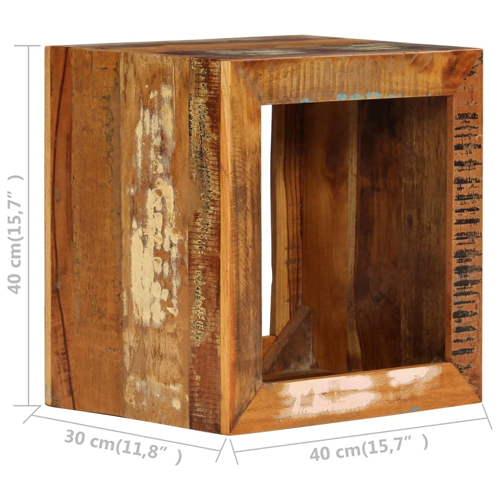 15.7x11.8x15.7 Inch Solid Reclaimed Wood Stool - Fast Shipping | Rustic Bar Stool for Kitchen, Dining Room & Outdoor Patio