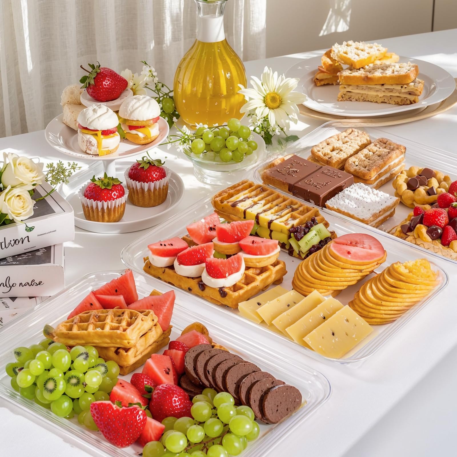 4-Pack Clear Plastic Serving Trays 16