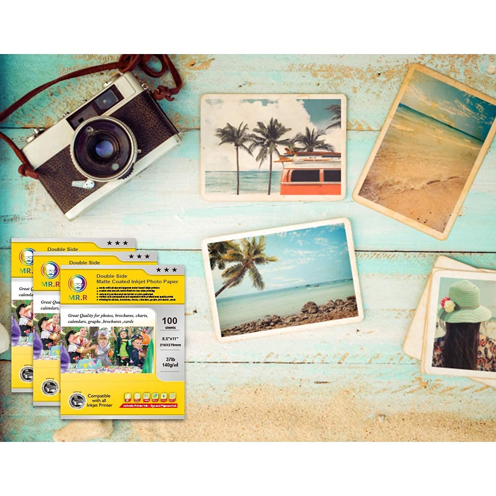 MR.R High Glossy Inkjet Photo Paper - 8.5x11 Letter Size, 100 Sheets (64lb/240gsm) - Perfect for Professional Photos, Art Prints & Scrapbooking
